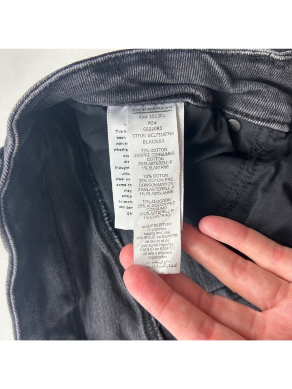 Good American Washed Black Stretch Denim Good Classic Distressed Jeans 14 - Picture 4 of 7